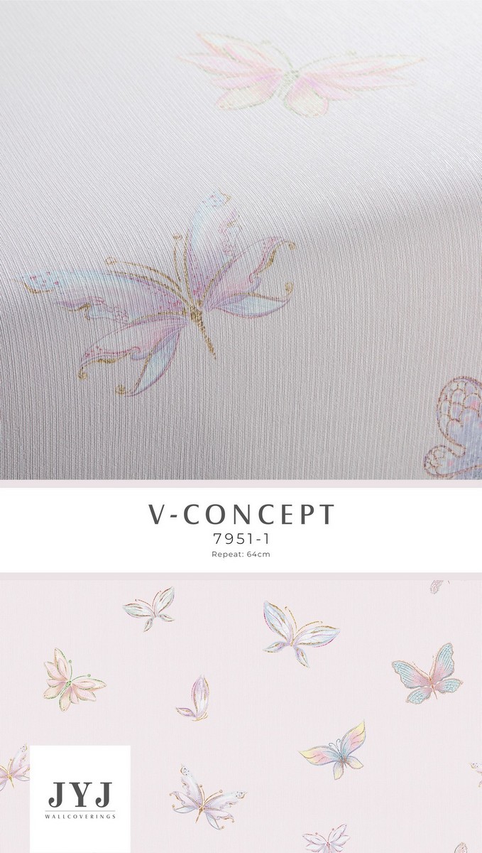 Giấy dán tường phòng trẻ em hình cánh bướm Vconcept 7951-1